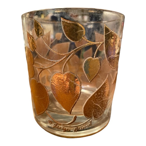 Georges Briard Signed Mid-Century Golden Leaves Rocks Glass - Picture 7 of 7